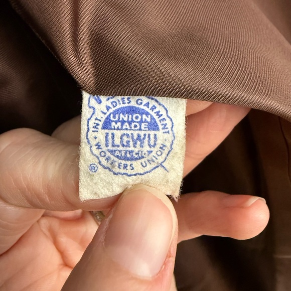 Vintage Suede Classic Brown Double-Breasted Women's Pea Coat | M - Picture 5 of 6